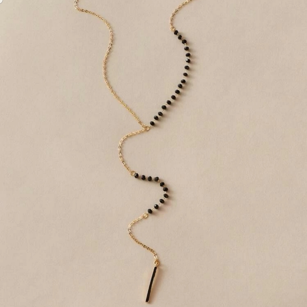 *Dina* Black Bead Long Necklace - Picture 3 of 5